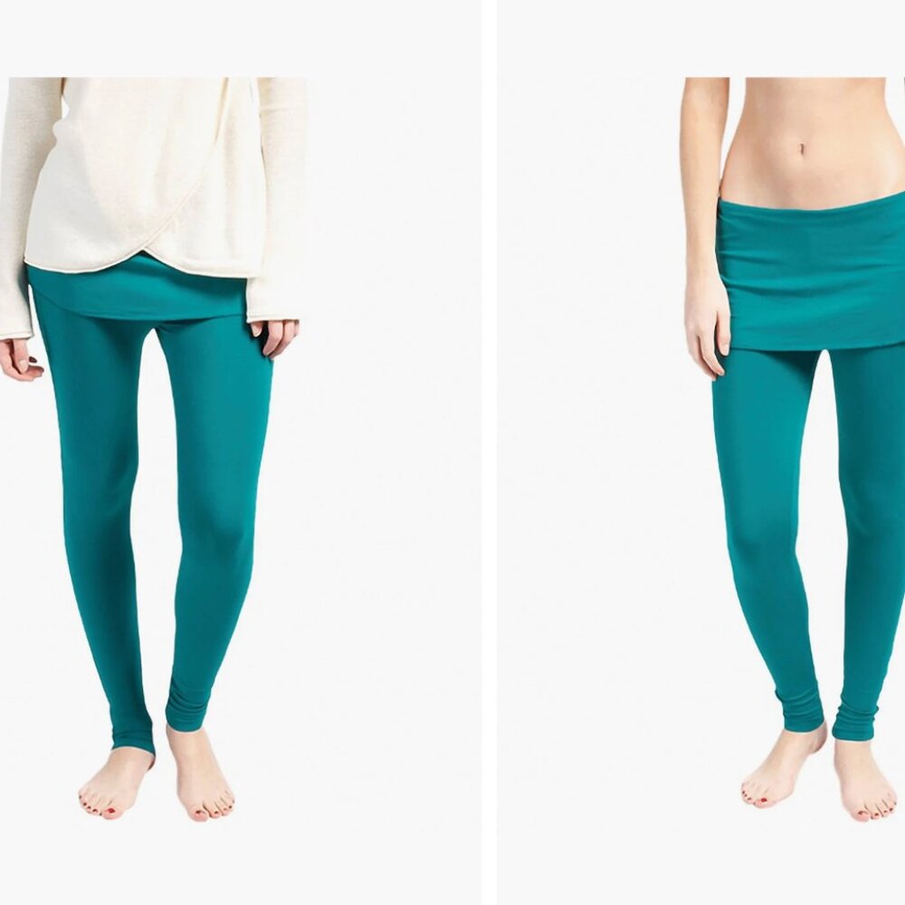 prAna Sartori yoga skirted fitted leggings pants-off white/cream-extra small XS - Picture 12 of 14